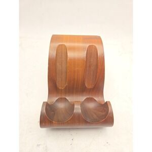 Vintage Decatur Industries Solid Walnut 2 Pipe Stand | Genuine Walnut Tobacciana